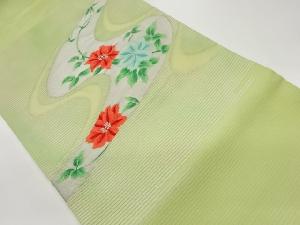 絽流水に花葉模様織出し名古屋帯